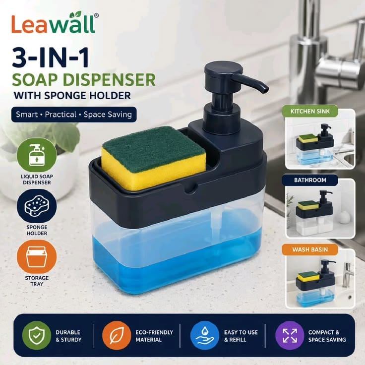 3 In 1 Dishwashing And Handwash Liquid Soap Dispenser (3 In 1 Dispenser)